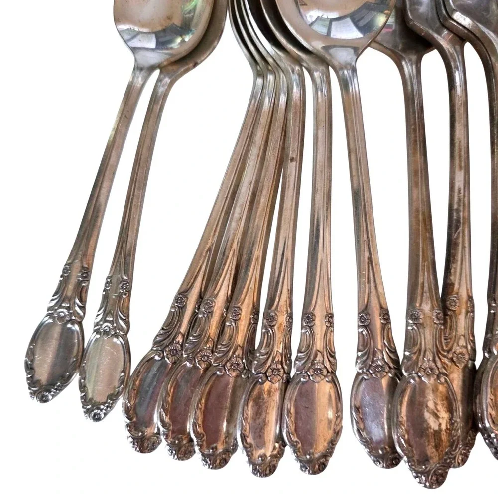 Vintage Oneida Wm A Rogers Valley Rose Silverplate Flatware Set 20 Pcs 1956